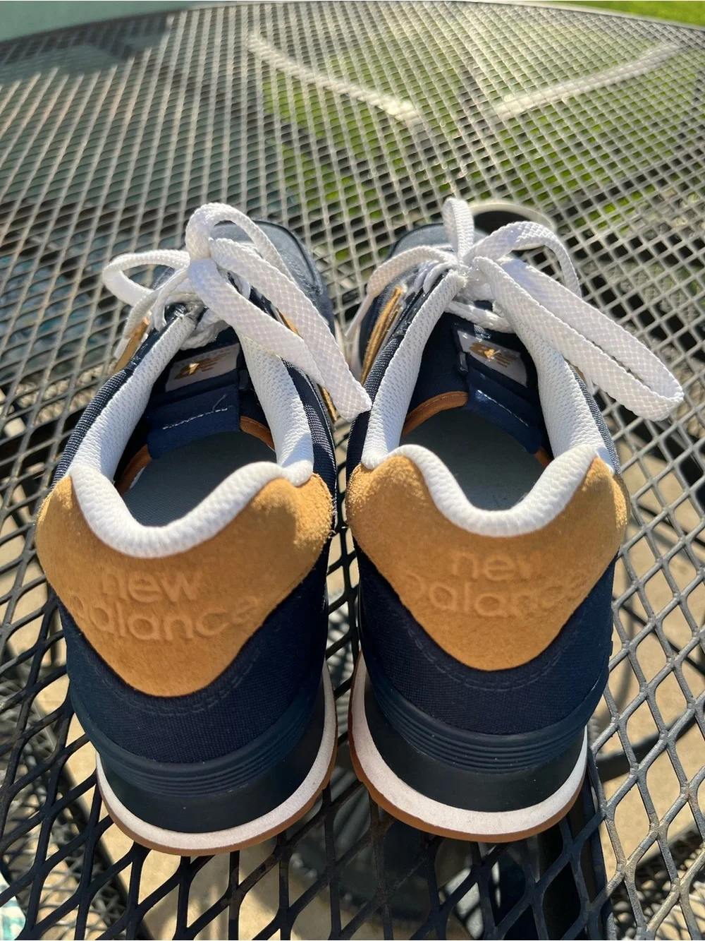 New Balance Navy and Tan Sneakers